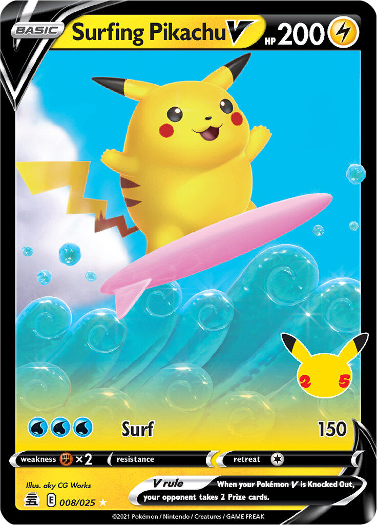 flying pikachu v pokemon card - 006/025 your opponents Active Pokemon is now Paralyzed CEL 006 - Flying Pikachu