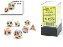 Chessex: Festive Circus/black Mini Polyhedral 7-Dice Set (CHX 20442)