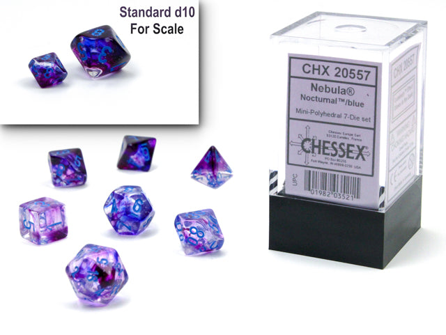 Chessex: Nebula Mini-hedral Nocturnal/Blue Luminary 7-Die Set (CHX 20557)