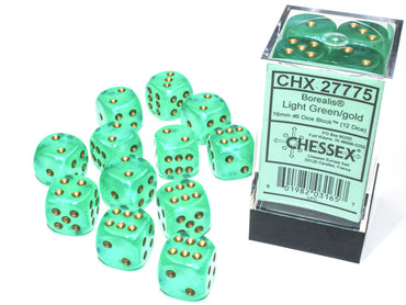 Chessex: Borealis Light Green/Gold 16mm Dice Block (CHX 27781)