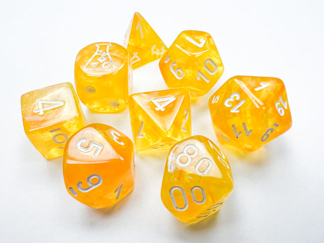 Dice: Borealis Canary/White Luminary 7 Die set (CHX30052)