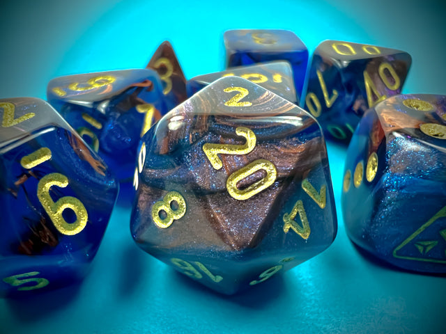 Chessex: Lustrous Azurite/Gold 7 Die Set (CHX 30055)