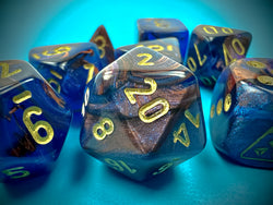 Chessex: Lustrous Azurite/Gold 7 Die Set (CHX 30055)