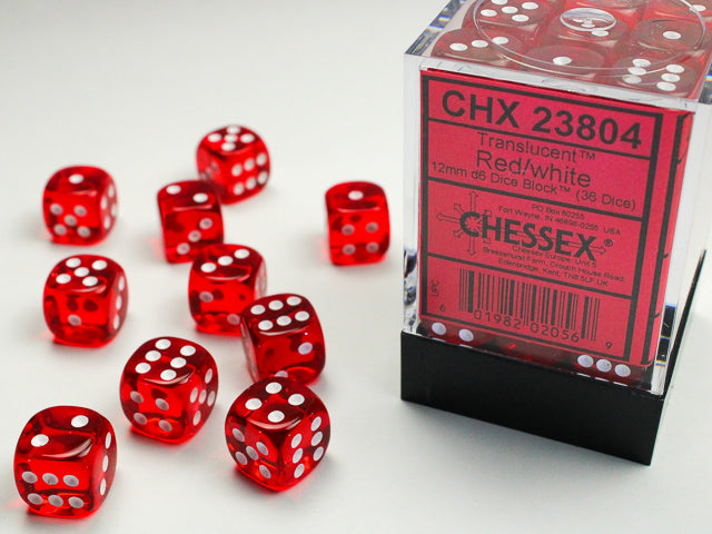 Chessex: Transluscent 12mm D6 Red/white (CHX 23804)