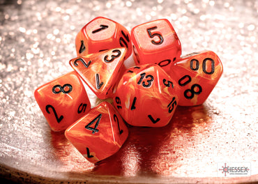 Chessex: Vortex Mini-hedral Orange/black 7-Die Set (CHX20433)