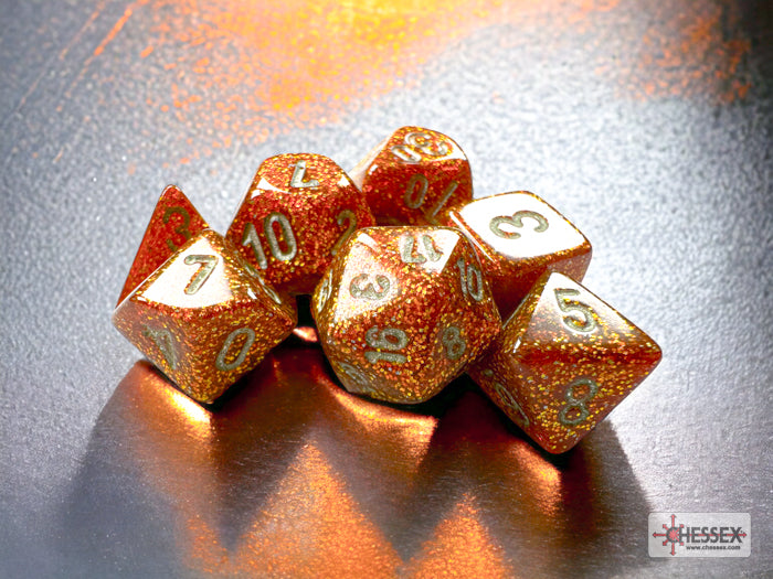 Chessex: Glitter Gold/silver Mini-Polyhedral 7-Die Set (CHX 20503)