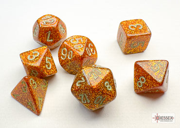 Chessex: Glitter Gold/silver Mini-Polyhedral 7-Die Set (CHX 20503)