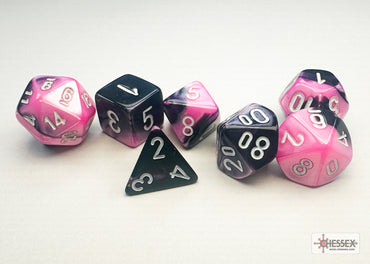 Chessex: Gemini Black-Pink/white Mini-Polyhedral 7-Die Set (CHX 20630)