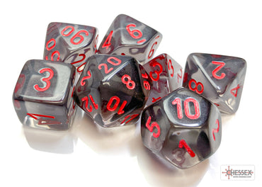 Chessex: Translucent Smoke/red Polyhedral 7-Dice Set (CHX 23088)