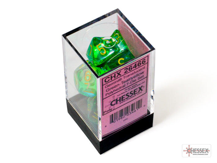 Chessex: Gemini Polyhedral Translucent Green-Teal/Yellow (CHX 26466)