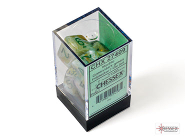 Chessex: Marble Green/dark green Polyhedral 7-Dice Set (CHX 27409)