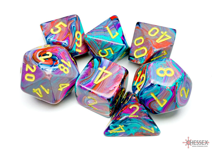 Chessex: Festive Mosaic/yellow Polyhedral 7-Dice Set (CHX 27450)