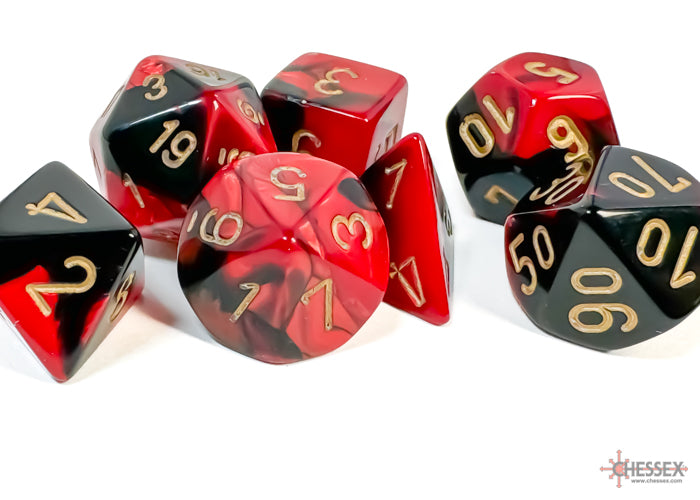 Chessex: Gemini Black-Red/gold Mini-Polyhedral 7-Die Set (CHX 20633)