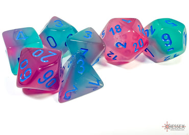 Chessex: Gemini Gel Green-Pink/blue Luminary Polyhedral 7-Dice Set (CHX 26464)