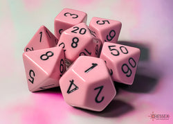 Chessex: Opaque Pastel Pink/black Polyhedral 7-Die Set (CHX 25464)