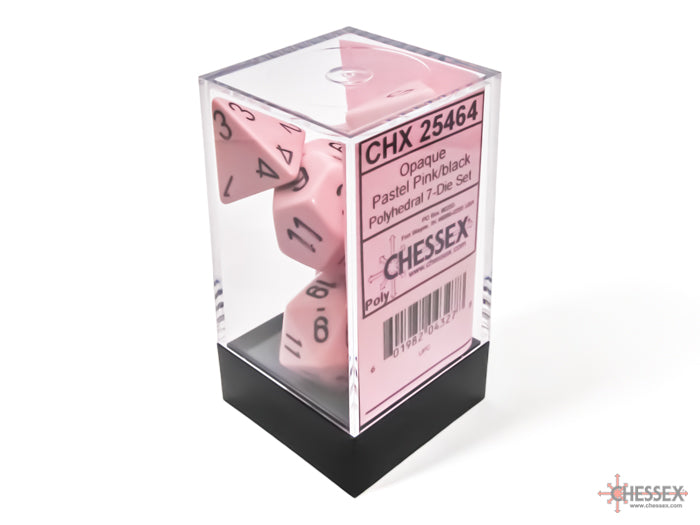 Chessex: Opaque Pastel Pink/black Polyhedral 7-Die Set (CHX 25464)