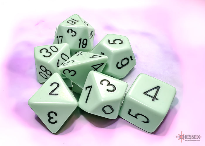 Chessex: Opaque Pastel Green/black Polyhedral 7-Die Set (CHX 25465)