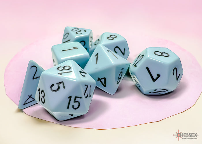 Chessex: Opaque Pastel Blue/black Polyhedral 7-Die Set (CHX 25466)