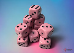 Chessex: Opaque Pastel Pink/black 16mm d6 Dice Block (CHX 25664)