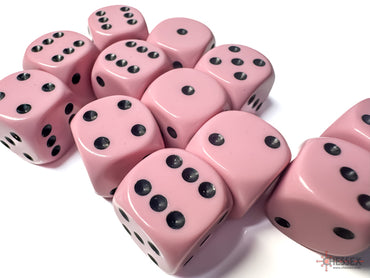 Chessex: Opaque Pastel Pink/black 16mm d6 Dice Block (CHX 25664)