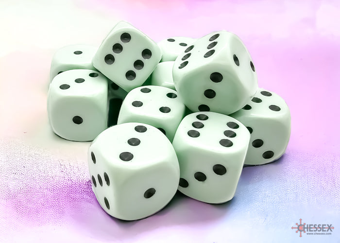 Chessex: Opaque Pastel Green/black 16mm d6 Dice Block (CHX 25665)