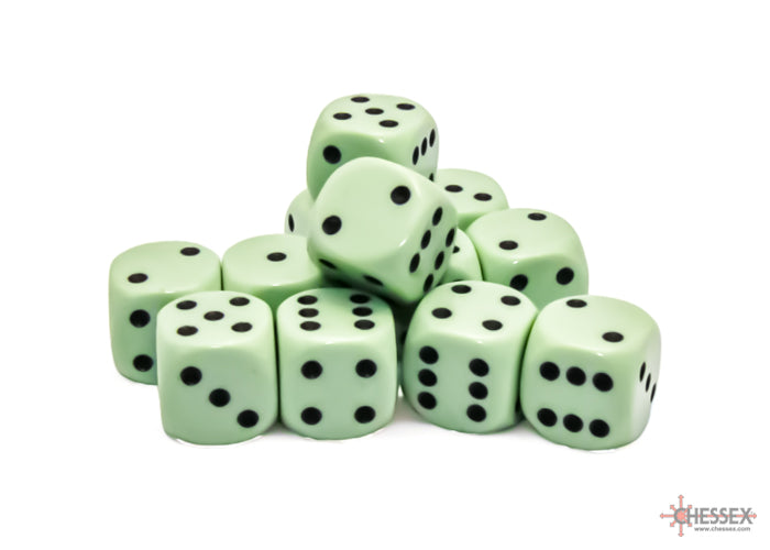 Chessex: Opaque Pastel Green/black 16mm d6 Dice Block (CHX 25665)