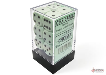 Chessex: Opaque Pastel Green/black 16mm d6 Dice Block (CHX 25665)