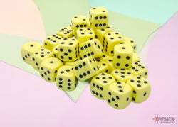 Chessex: Opaque Pastel Yellow/black 12mm d6 Dice Block (CHX 25862)