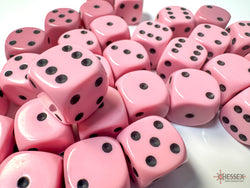 Chessex: Opaque Pastel Pink/black 12mm d6 Dice Block (CHX 25864)