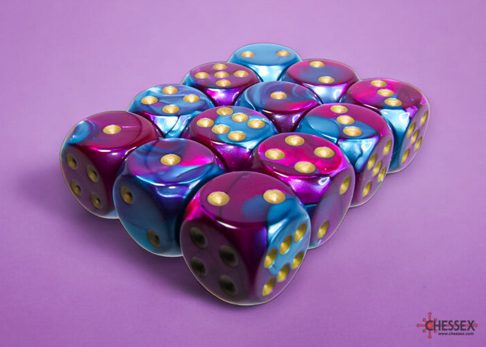 Dice: Gemini Purple-Teal/Gold 16mm Dice Block (CHX 26649)