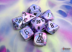 Chessex: Festive Hydrangea/black Polyhedral 7-Die Set (CHX 30065)