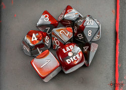 Chessex: Gemini Red-Steel/white Polyhedral 7-Die Set (CHX 30066)