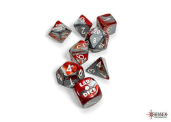 Chessex: Gemini Red-Steel/white Polyhedral 7-Die Set (CHX 30066)