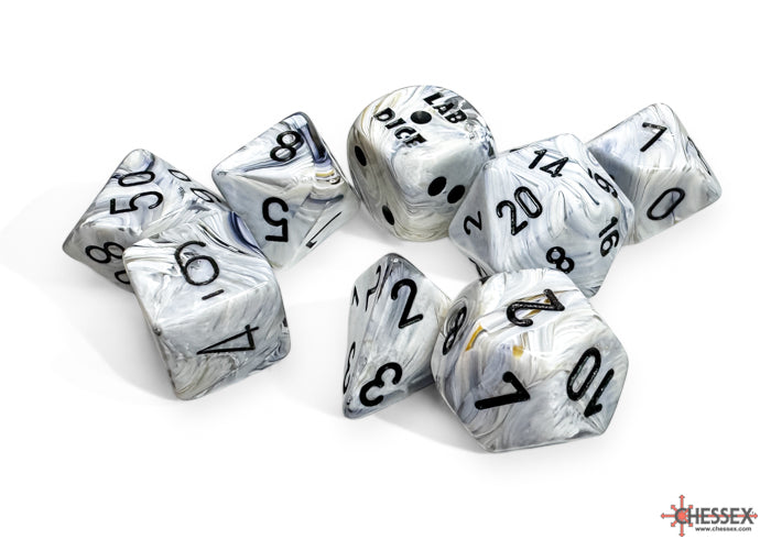 Chessex: Marble Calcite/black Polyhedral 7-Die Set (CHX 30067)