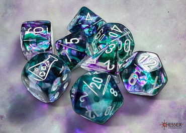 Chessex: Nebula Flourite/white Polyhedral 7-Die Set (CHX 30068)