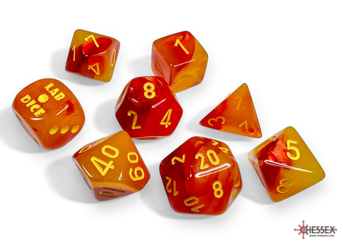 Chessex: Gemini Gellow - Red/yellow Polyhedral 7-Die Set (CHX 30051)