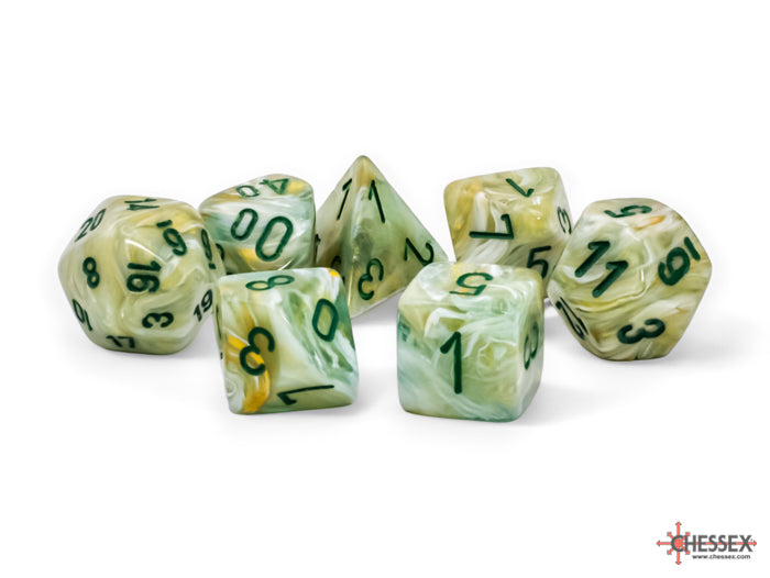 Chessex: Marble Green/dark green Mega-hedral 7-Die Set (CHX 22409)