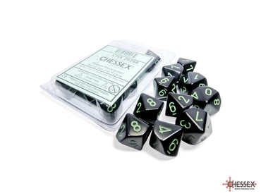 Chessex: Opaque Black/green Set of Ten d10 Dice (CHX 25258)