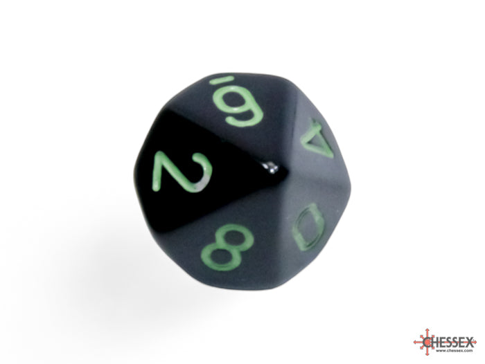 Chessex: Opaque Black/green Set of Ten d10 Dice (CHX 25258)