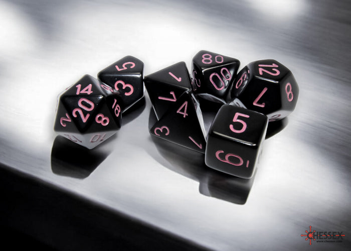 Chessex: Opaque Black/pink Polyhedral 7-Die Set (CHX 25448)