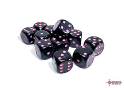 Chessex: Opaque Black/pink 16mm d6 Dice Block (CHX 25648)