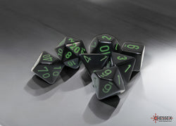 Chessex: Opaque Black/green Polyhedral 7-Die Set (CHX 25458)