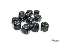 Chessex: Opaque Black/green 16mm d6 Dice Block (CHX 25658)