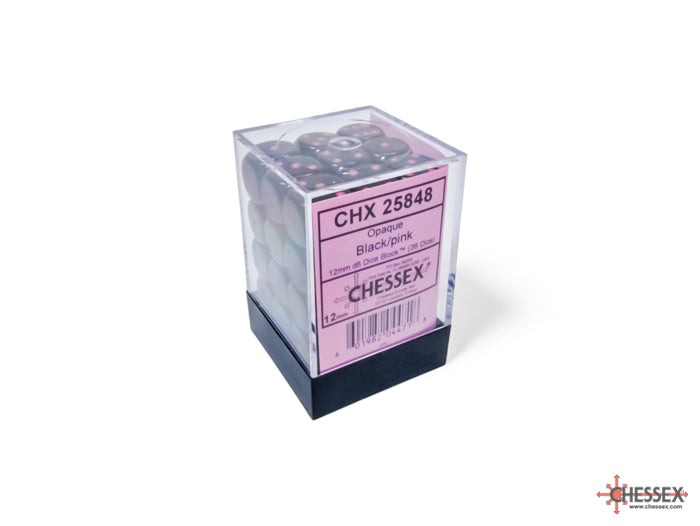 Chessex: Opaque Black/pink 12mm d6 Dice Block (CHX 25848)