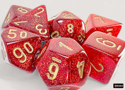 Chessex: Mega-Hedral - Glitter Ruby/Gold (7-Piece Set)