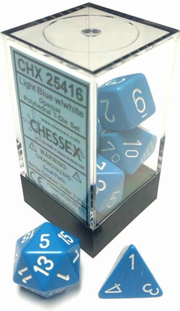 Chessex: Opaque Light Blue/white Polyhedral 7-Die Set - CHX25416