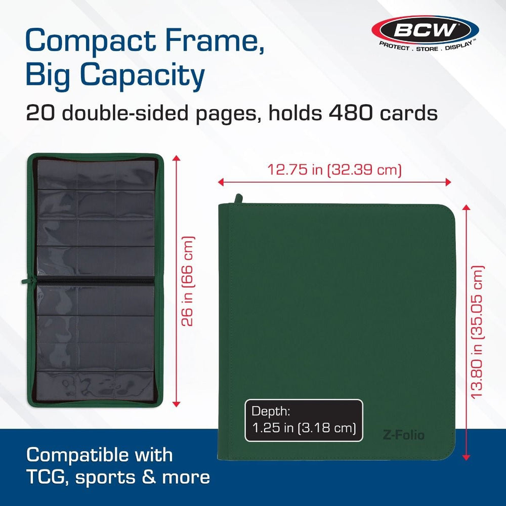 BCW: Zipper Folio 12-Pocket - LX - Green