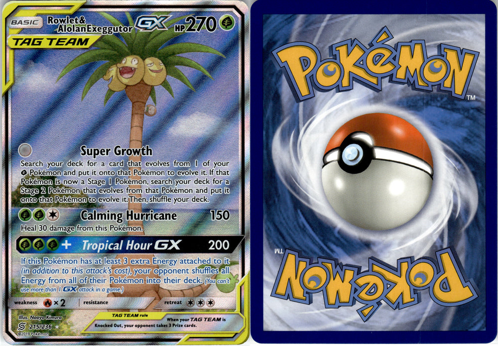 Rowlet & Alolan Exeggutor GX (215/236) [Sun & Moon: Unified Minds] (SMUM215)
