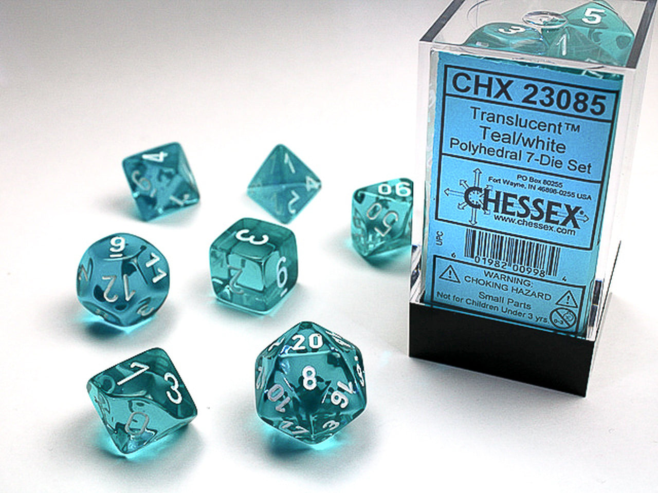 Chessex: Transluscent Polyhedral Teal/White (CHX 23085)