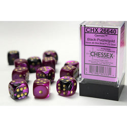 Dice: Gemini Black-Purple/Gold 16mm Dice Block (CHX 26640)